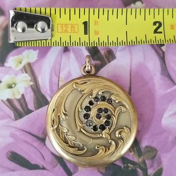 Antique Vintage Early 1900s W & SB Art Nouveau Gold Filled and Sapphire Locket - Picture 12 of 16